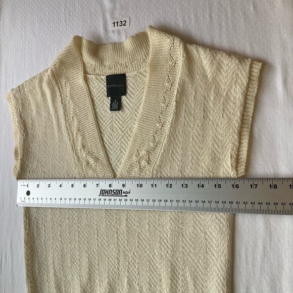 City Unltd. Knit to Shape Women’s Elegant Sleeveless V-neck Vest size S, Ivory - Picture 3 of 8
